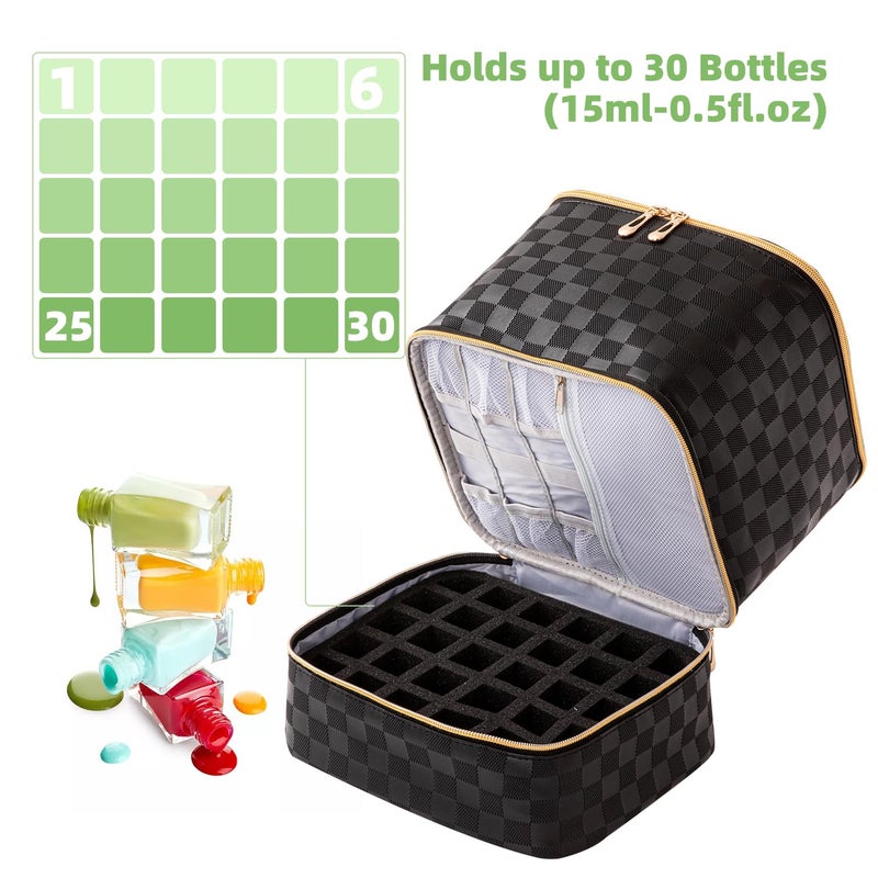 AFUOWER Nail Polish Organizer Bag with Handles - Holds 30 Bottles (15ml - 0.5 fl.oz) - Image 2